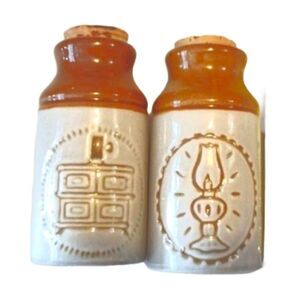 Two Small Vintage Ceramique de Beauce Canadian Pottery‎ Jars with Cork Stoppers